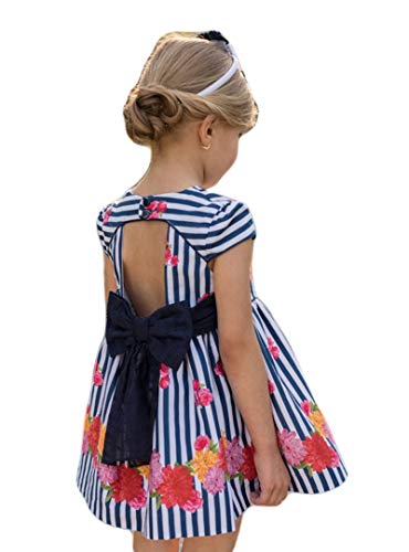 DOLCE PETIT - Vestido Niña Rayas Espalda Abierta Niñas Color: Marino Talla: 4