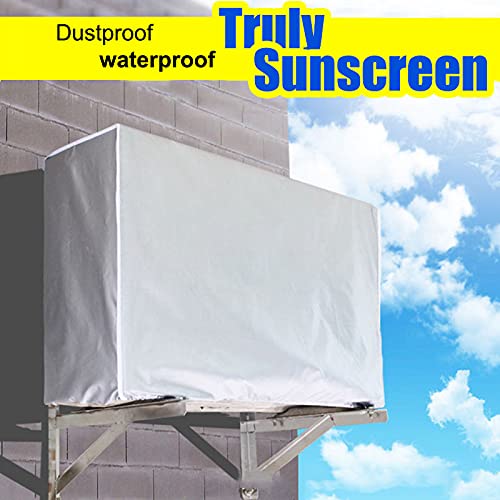 Domeilleur Funda para Aire Acondicionado, Cubierta de Aire Acondicionado Exterior Impermeable, Prueba de Viento, Prueba de Lluvia Anti-Polvo Protector Solar Cubierta de Aire Acondicionado Protectores
