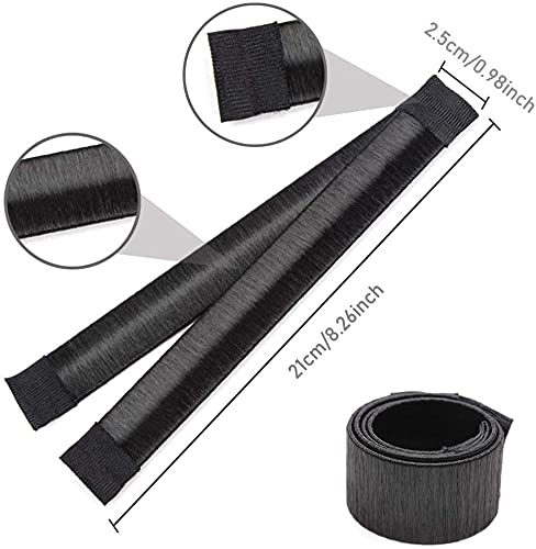 Donuts para El Pelo,Incluye 4 piezas para hacer bollos para el cabello,2 para hacer moños mágicos,bandas elásticas para el cabello10 piezas,para mujeres y niños (Negro)