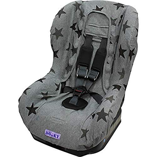 Dooky Grey Stars Funda De Asiento Infantil (ajuste Universal Para Muchos Modelos Populares, Grupo De Edad 1+ 9 - 18 Kg, Sistema De Cinturón De 3 Y 5 Puntos) (126826), Gris Con Estrellas