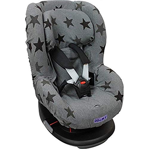 Dooky Grey Stars Funda De Asiento Infantil (ajuste Universal Para Muchos Modelos Populares, Grupo De Edad 1+ 9 - 18 Kg, Sistema De Cinturón De 3 Y 5 Puntos) (126826), Gris Con Estrellas