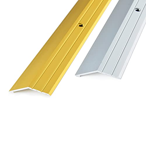 DQ-PP Perfil de compensación | Carril de suelo perforado de 16 mm con tornillos | Oro | compensación de altura | Perfil de ajuste | Riel de aluminio | Listón final