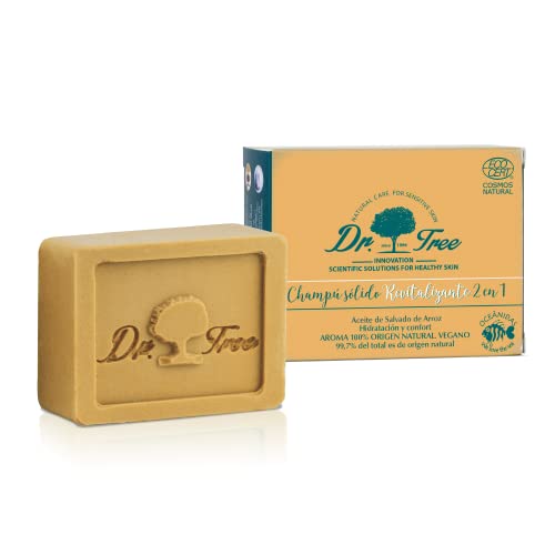 Dr. Tree | Champú Sólido 2 en 1 Revitalizante | Champú Sólido + Acondicionador Ecológico | Refuerza, protege y acondiciona | Cabello Seco Y dañado | 99% Ingredientes Naturales ECOCERT | 75gr