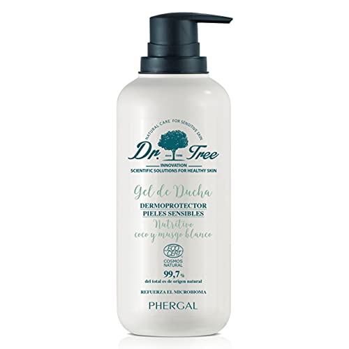 Dr. Tree | Gel de Ducha Dermoprotector Nutritivo | Especial Pieles Sensibles o Tendencia Atópica| Fortalece el Microbioma | 99.7% Ingredientes Naturales | Coco y Musgo Blanco | 500ml