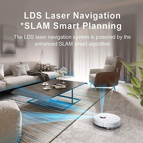 Dreame D9 Robot Aspirador y Fregasuelos Láser Potencia 3000 Pa, Lidar Navegación Mapeo, 150 Min, Presurización de Alfombras, App Control Remoto/Wi-Fi/Alexa, Anticolisión y Anticaída, Carga Automática
