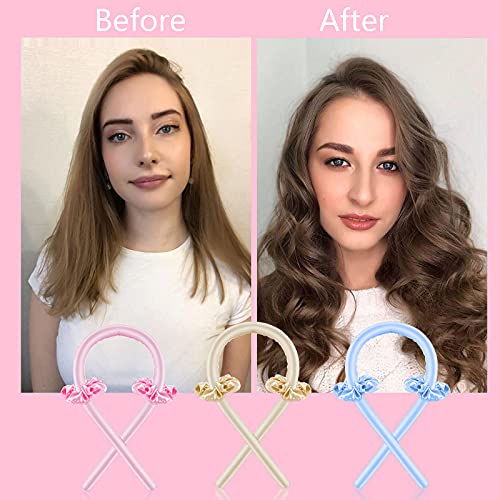 Dreamhigh Varilla para rizar sin Calor, Rizadores de Pelo Sin Calor Para Cabello Largo, Rizadores de Ondas Con Diadema Suave Para Dormir, Rulos para el Pelo de Seda (Azul)