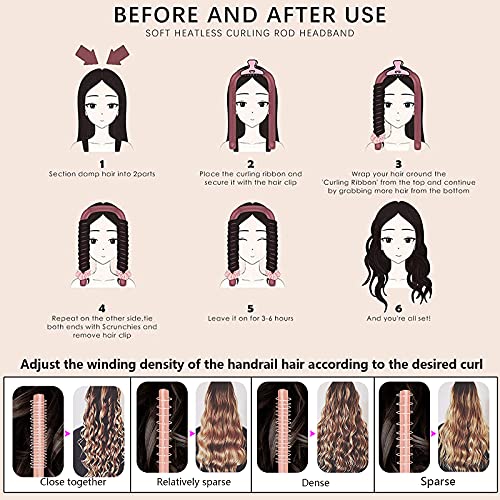 Dreamhigh Varilla para rizar sin Calor, Rizadores de Pelo Sin Calor Para Cabello Largo, Rizadores de Ondas Con Diadema Suave Para Dormir, Rulos para el Pelo de Seda (Azul)