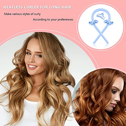 Dreamhigh Varilla para rizar sin Calor, Rizadores de Pelo Sin Calor Para Cabello Largo, Rizadores de Ondas Con Diadema Suave Para Dormir, Rulos para el Pelo de Seda (Azul)