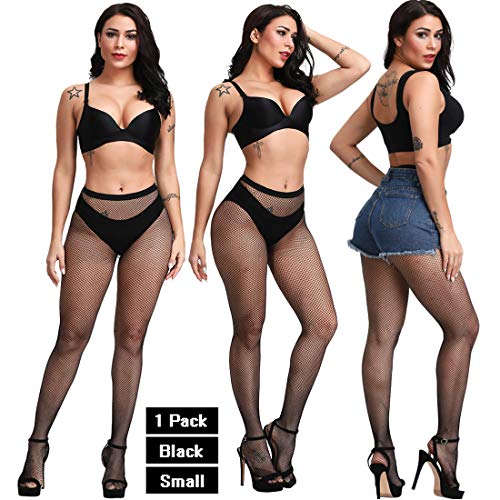 DRESHOW 4 Pares Mujeres Sexy Elástico Medias de Cintura Alta Medias de Rejilla de Calcetines Medias de Malla Pantimedias