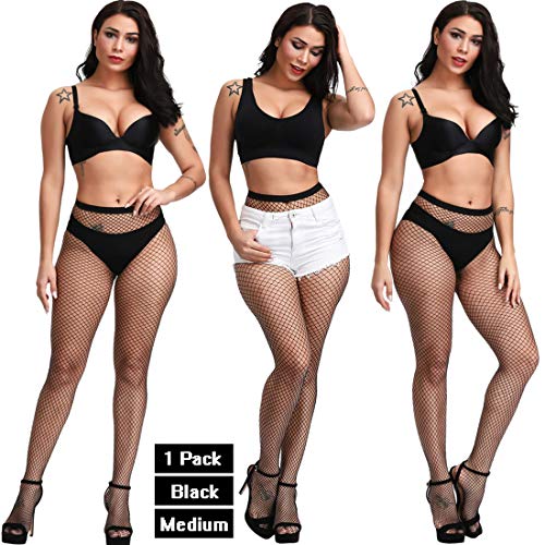 DRESHOW 4 Pares Mujeres Sexy Elástico Medias de Cintura Alta Medias de Rejilla de Calcetines Medias de Malla Pantimedias