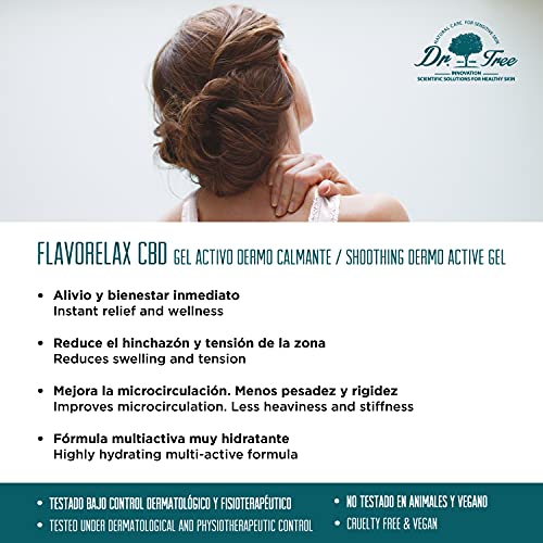 Dr.Tree. Gel Flavorelax con Aceite de Semillas de Cannabis Sativa con CBD. Calma Dolores Musculares y Articulaciones. Alivio de Espalda, Hombros, y Piernas. Ayuda a Aliviar las Agujetas. 200ml