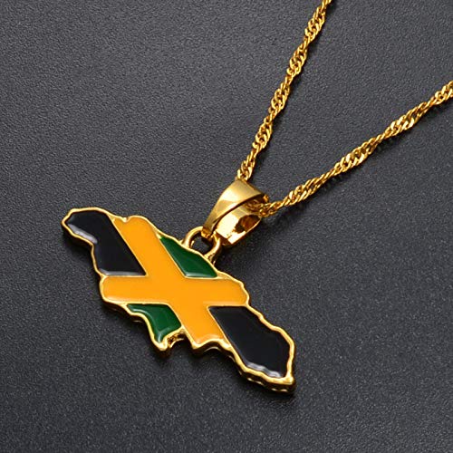 DSHT Colgante de mapa de Jamaica y bandera de Jamaica, tarjeta de regalo #080406