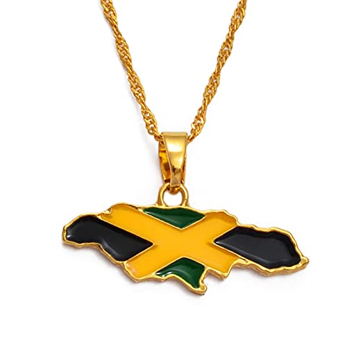 DSHT Colgante de mapa de Jamaica y bandera de Jamaica, tarjeta de regalo #080406