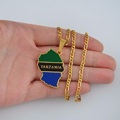 DSHT Collar con colgante de bandera de Tanzania con mapa de país y mujeres tanzania, tarjeta de regalo #135506