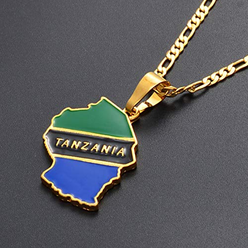 DSHT Collar con colgante de bandera de Tanzania con mapa de país y mujeres tanzania, tarjeta de regalo #135506