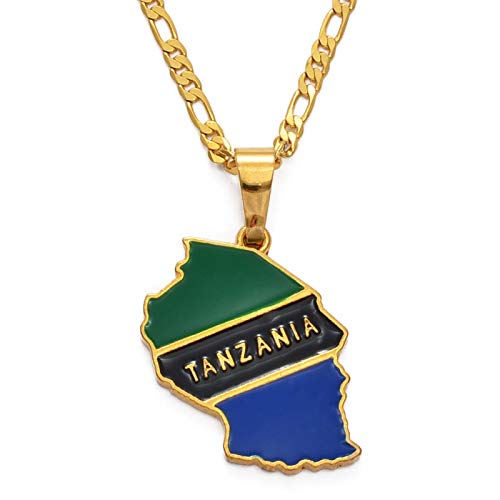 DSHT Collar con colgante de bandera de Tanzania con mapa de país y mujeres tanzania, tarjeta de regalo #135506