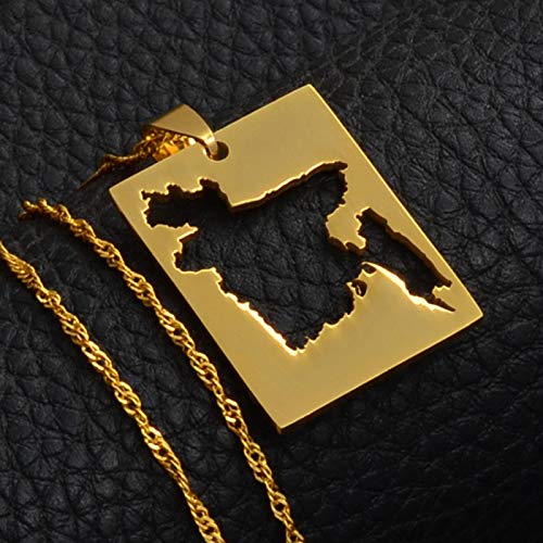 DSHT Tarjeta de Bangladesch Bangladesch con colgante y cadena de oro de Bangladesh Patriótica tarjeta de regalo #018421