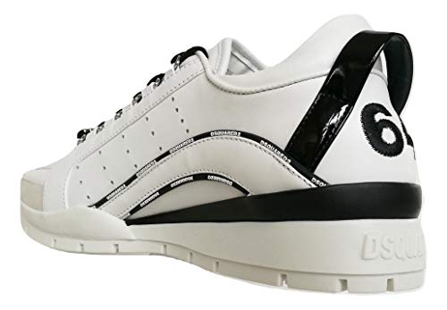 Dsquared Zapatillas de hombre Low Top 551 Zapatillas de piel SNM0122 01503113 M072 Blanco Blanco Size: 43 EU