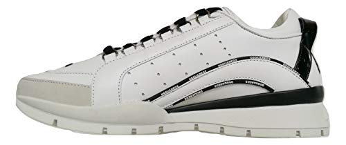 Dsquared Zapatillas de hombre Low Top 551 Zapatillas de piel SNM0122 01503113 M072 Blanco Blanco Size: 43 EU