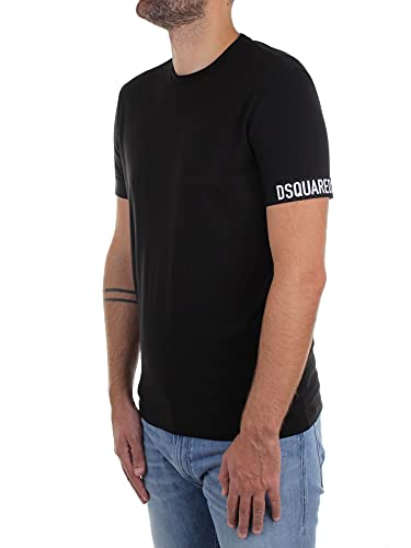 DSQUARED2 D9M3U362 - Camiseta de Manga Corta para Hombre, Negro, XXL