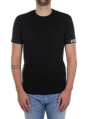 DSQUARED2 D9M3U362 - Camiseta de Manga Corta para Hombre, Negro, XXL