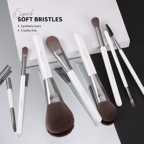 DUcare Brochas de Maquillaje Blanco 8 Piezas Set de Brochas de Maquillaje Profesional con Estuche