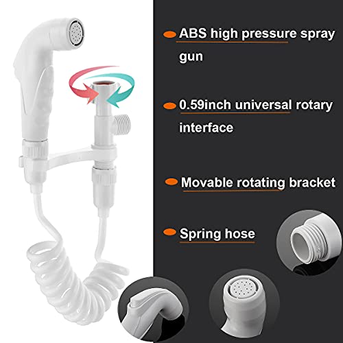 Ducha Bidet, Senteen 2 Juegos Rociador De Bidé De Mano Portátil Pulverizador Bidet Blanco Manguera Bidé Alcachofa De Bidet Accesorios De Ducha, Para Limpieza De Pañales, Baño De Mascotas, Closestool