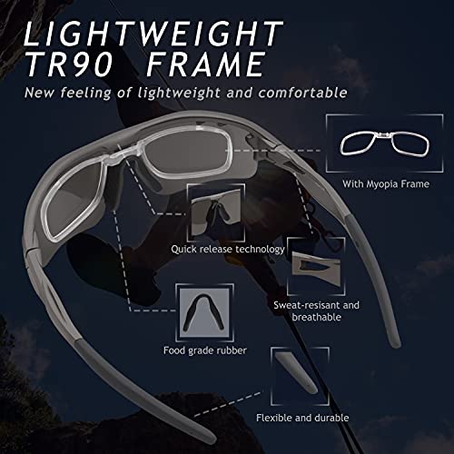 DUDUKING Gafas Sol Polarizadas Niño Adolescente Gafas de Sol Deportivas UV 400 Protección Gafas con 3 Rodajas De Lentes Intercambiables para Ciclismo Correr Golf Beisbol Surf Conducción Esquiando