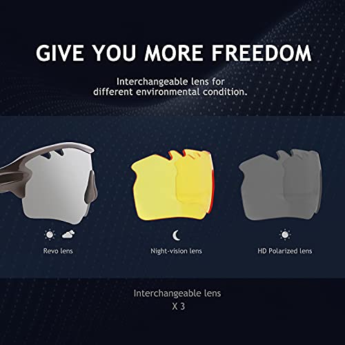 DUDUKING Gafas Sol Polarizadas Niño Adolescente Gafas de Sol Deportivas UV 400 Protección Gafas con 3 Rodajas De Lentes Intercambiables para Ciclismo Correr Golf Beisbol Surf Conducción Esquiando