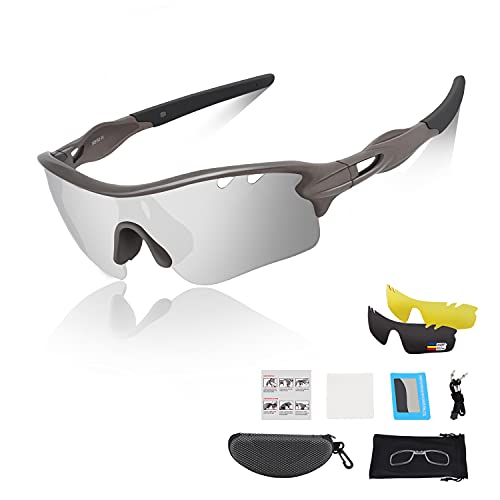 DUDUKING Gafas Sol Polarizadas Niño Adolescente Gafas de Sol Deportivas UV 400 Protección Gafas con 3 Rodajas De Lentes Intercambiables para Ciclismo Correr Golf Beisbol Surf Conducción Esquiando