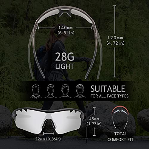 DUDUKING Gafas Sol Polarizadas Niño Adolescente Gafas de Sol Deportivas UV 400 Protección Gafas con 3 Rodajas De Lentes Intercambiables para Ciclismo Correr Golf Beisbol Surf Conducción Esquiando