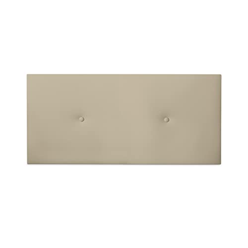 Duérmete Online Cabecero Premium Acolchado Modelo Milán | Tapizado en Polipiel de Alta Gama-Incluye Herrajes y Tornillería, Madera, Beige, 100 x 60 cm (Cama 90)