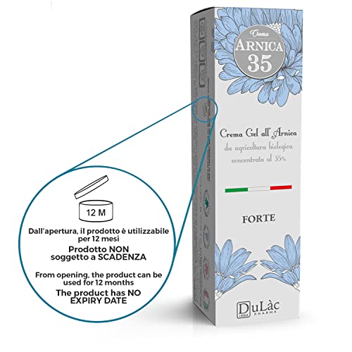 Dulàc Crema Arnica 75ml Extra Fuerte con 35% Árnica Montana Orgánica, Made in Italy, Arnica Crema Dolores Musculares y Articulaciones, Crema Efecto Frio Muscular, Arnica Gel-Crema