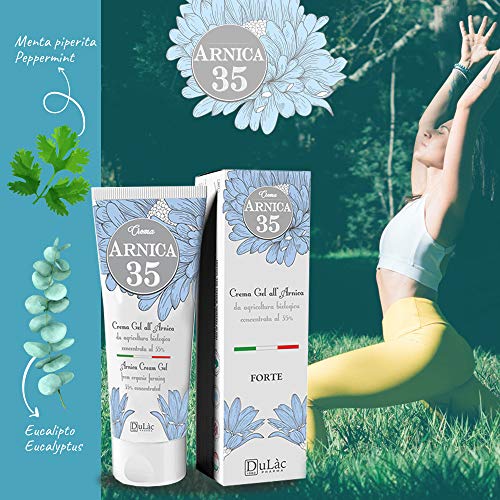Dulàc Crema Arnica 75ml Extra Fuerte con 35% Árnica Montana Orgánica, Made in Italy, Arnica Crema Dolores Musculares y Articulaciones, Crema Efecto Frio Muscular, Arnica Gel-Crema