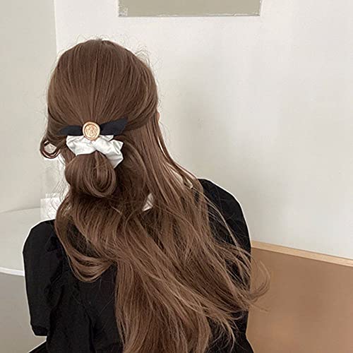 Dulce retro pequeña fragancia mujeres coleteros metal Francia arco cuerda de pelo femenino lazos de goma banda ponytail titular (negro)