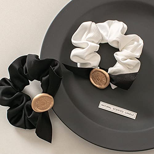 Dulce retro pequeña fragancia mujeres coleteros metal Francia arco cuerda de pelo femenino lazos de goma banda ponytail titular (negro)