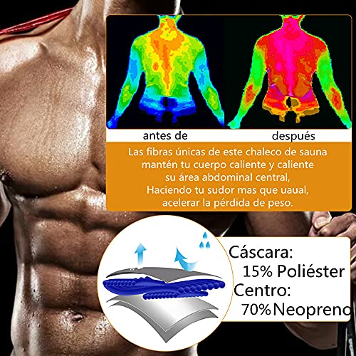 DUPELEC Chaleco Sauna Hombre Adelgazante,Faja Reductora Adelgazante de 360 °con 2 Faja, Chaleco de Fitness de Neopreno Deportivo con Cremallera para Deporte Fitness (Negro) (L, Negro)