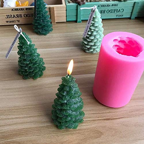 DXIA 3D Forma de Vela de Moldes, Moldes de Velas de Silicona, Piñas de Abeto, Forma de Silicona, Jabón Casero, Molde de Horno, Herramientas, Resina, Molde Vela Forma Cilíndrica para Pudines
