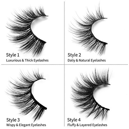 DYSILK 20 Pares Pestañas 6D Esponjoso Tenue Dramático Pestañas Postizas Volumen Suave Grueso Largo Pestañas Postizas Hechas a Mano Pestañas Reutilizables 4 Estilos Mezclados Sin pegamento
