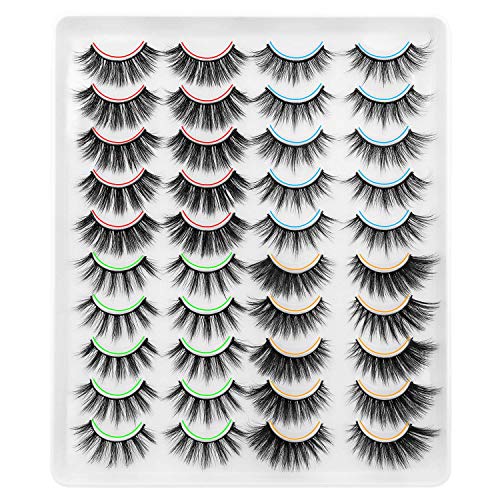 DYSILK 20 Pares Pestañas 6D Esponjoso Tenue Dramático Pestañas Postizas Volumen Suave Grueso Largo Pestañas Postizas Hechas a Mano Pestañas Reutilizables 4 Estilos Mezclados Sin pegamento