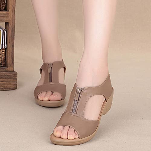 DZQQ 2021 Sandalias de Verano para Mujer Sandalias de cuña Sandalias de Talla Grande Zapatos Planos para Mujer Sandalias para Mujer Sandalias Romanas Sandalias