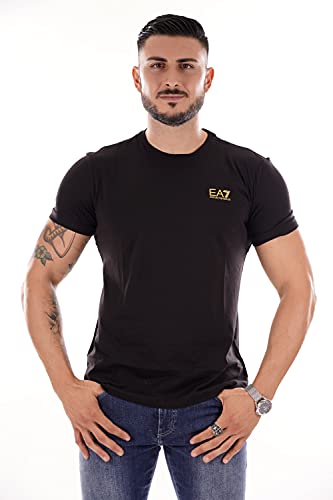 EA7 de los Hombres Camiseta con Logo en el Pecho, Negro, XS