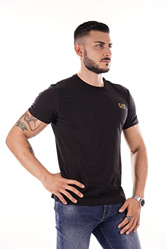 EA7 de los Hombres Camiseta con Logo en el Pecho, Negro, XS