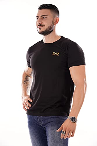 EA7 de los Hombres Camiseta con Logo en el Pecho, Negro, XS