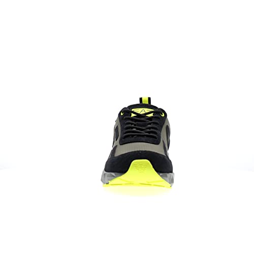 EA7 X8X033 - SNEAKERS con cordones de tejido técnico para hombre, Q236 Blk+for Night+ev.prim, 42