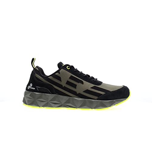 EA7 X8X033 - SNEAKERS con cordones de tejido técnico para hombre, Q236 Blk+for Night+ev.prim, 42