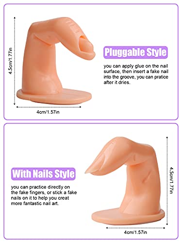 EBANKU Mano de Practicas de Uñas, Acrilicas Silicona Manos Articulada Practicas Uñas Postizas Dedo de Practica Falsas Mano para Uñas Manicura para uñas y 500 puntas de uñas postizas -B