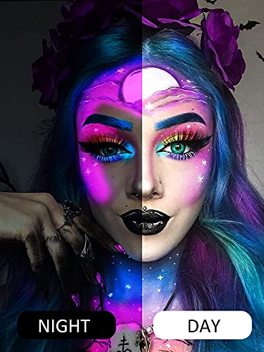EBANKU Paleta de Sombras de Ojos Neon Luminous, 24 Colores Aurora Glow Eyeshadow de Halloween Neon Paleta de Sombras de Ojos Altamente Pigmentadas Que Brilla en la Oscuridad