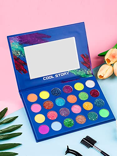 EBANKU Paleta de Sombras de Ojos Neon Luminous, 24 Colores Aurora Glow Eyeshadow de Halloween Neon Paleta de Sombras de Ojos Altamente Pigmentadas Que Brilla en la Oscuridad