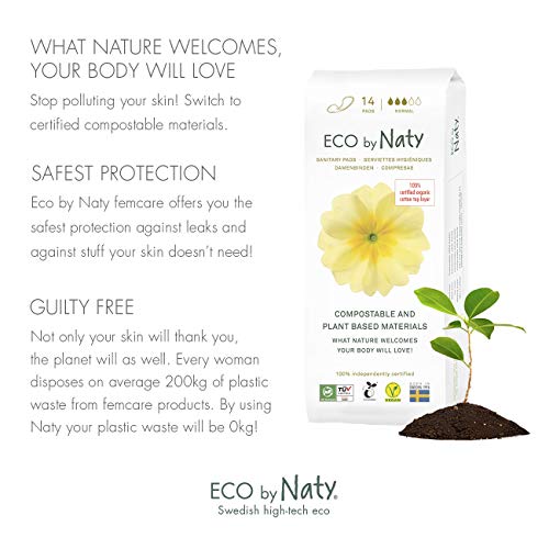 Eco By Naty Compresas Sanitarias Normales, Regular, 14 Unidades